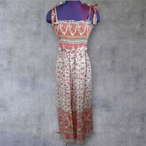 Lulu's Floral Culotte Jumpsuit with Bow Straps